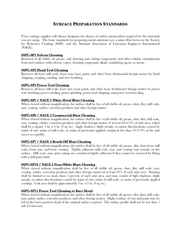SP 5/NACE No. 1 White Metal Blast Cleaning